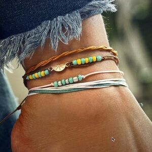 Beachy Boho Cord Braid, Unisex Anklet Four Piece Set.